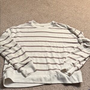 Danskin Men's Crewneck Sweater - Cream and Brown Stripes